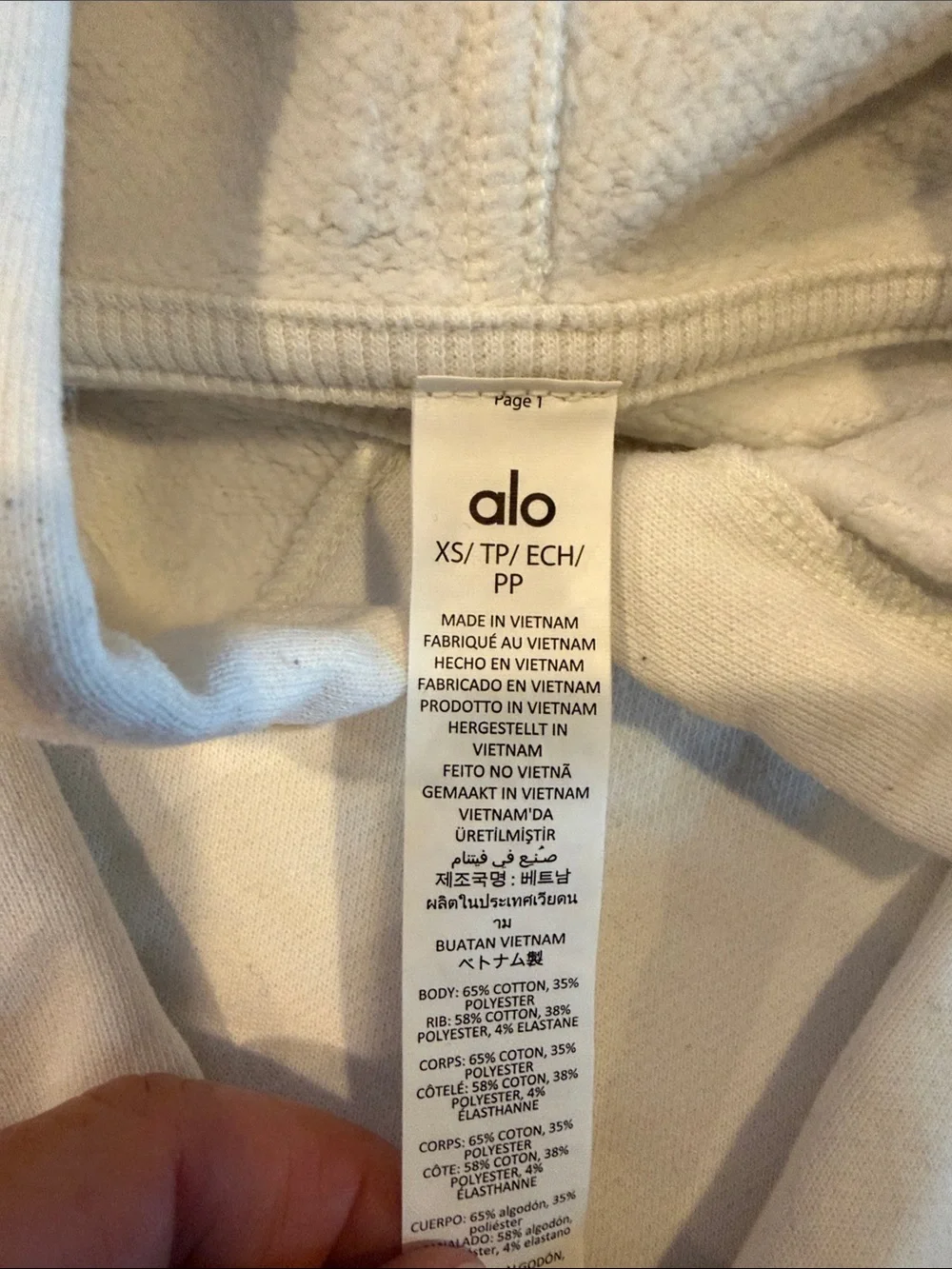 Alo Yoga Women’s Accolade Hooded Sweatshirt – White – Size XS